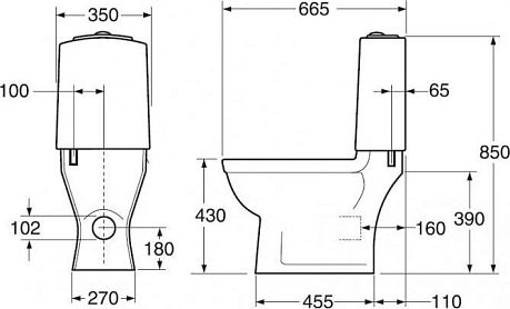 Унитаз LOGIC 5695 крышка/сиденье горизонтальный выпуск (56 959 601)