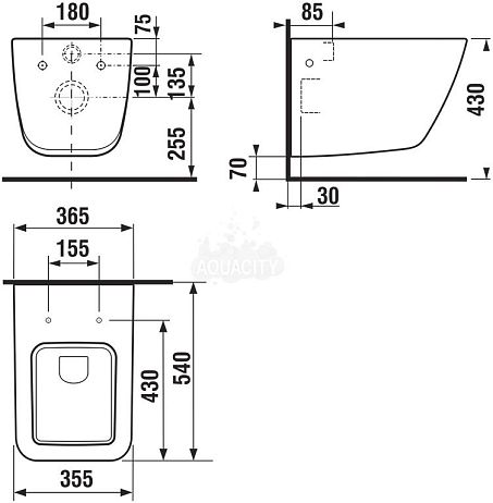 Унитаз PURE (204230000001, 934223000631) подвесной, крышка плавное закрытие