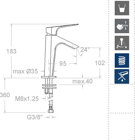Смеситель URBAN CHIC 210101 для умывальника каскадный излив