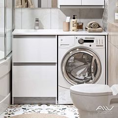 Тумба SOFT SILVER 120 напольная, серая, умывальник Космос 120 левый