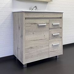Тумба МАРИО 75 дуб дымчатый с умывальником QUADRO 75