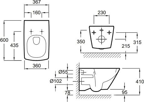 Унитаз ESCALE (E1306-00) подвесной сиденье/крышка 60/37,5 