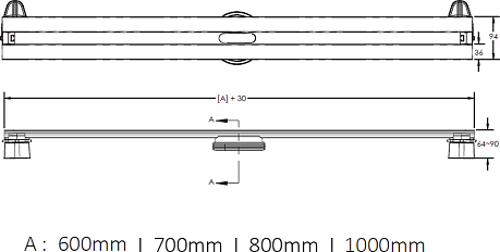 Трап SUPER SLIM 600 мм, с дизайн решеткой, нержавеющая сталь (090152)