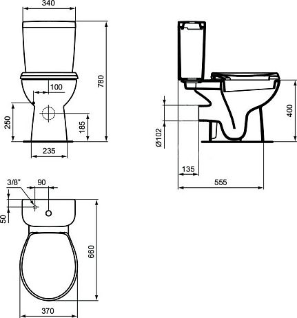Унитаз СЕВА ФРЕШ E408861 крышка/сиденье дюропласт,  плавное закрытие