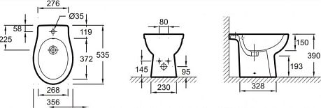 Биде PATIO NEW EBB0002-00 [39*36*54]*