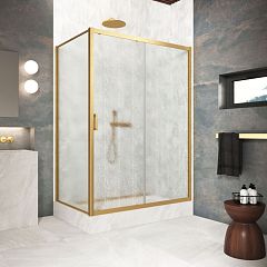 Душевое ограждение ZP+ZPV NOVO 120*80 03 02[120*80/h200] профиль золото матовое, стекло шиншилла
