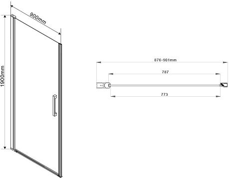 Душевая дверь Orta VPP-10900CL900, хром стекло прозрачное*