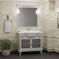 Мебель БОРДЖИ 95 слоновая кость (тумба, зеркало, светильник 2шт, умыв. Дрея 95)**