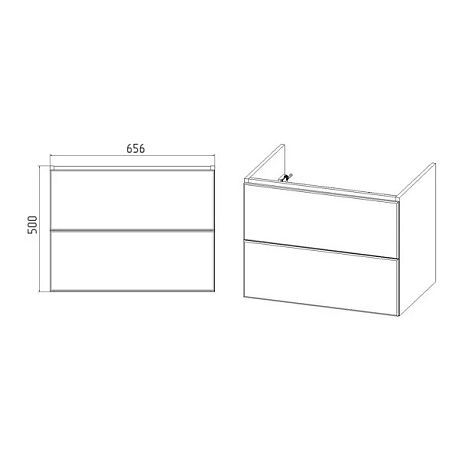 Тумба VIANT СОФИЯ COMO 70 подвесная [700x520x450] 2 ящика VSOF70CO-T2YP, умывальник COMO 70*