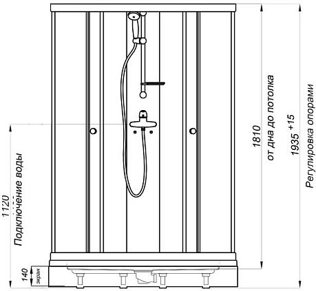 Душевая кабина КЛАССИКА А3 [100*100/220] низкий поддон, мозайка (ПД7+ПС10+ДВ7+ЗС9+КН2+КР4) душ, сиф
