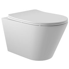 Унитаз CONE подвесной безободковый CON0120 [525*360*320] ,крышка/сиденье микролифт, белый матовый*