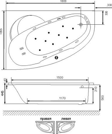 Ванна LAGUNA [160*105] левая, чаша.